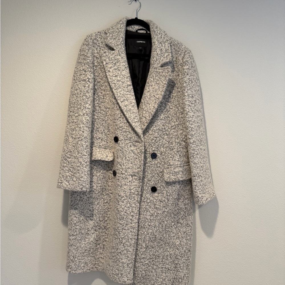 Express Women's Cream Double-Breasted Trench Coat